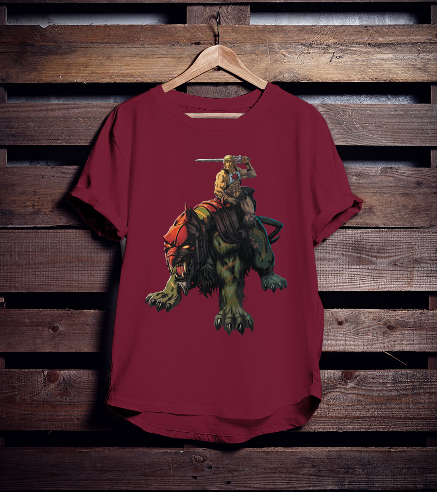 He-Man Riding Battle Cat With Sword Raised T-Shirt