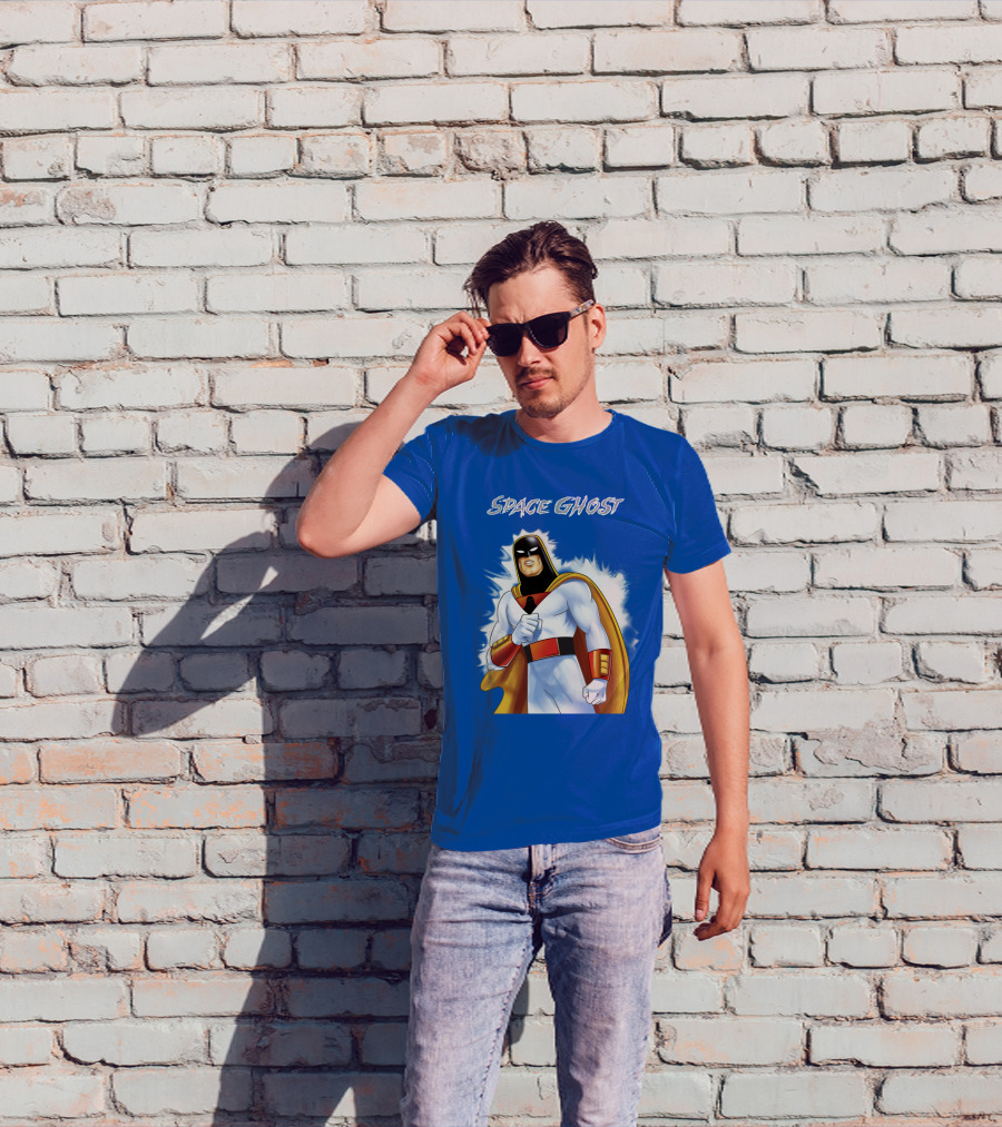 Space Ghost Classic Character With Dynamic Pose And Iconic Heroic T-Shirt