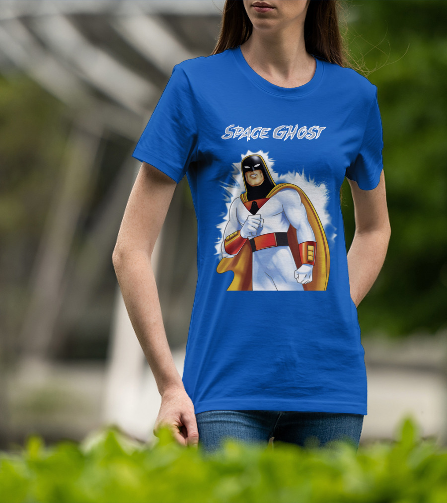 Space Ghost Classic Character With Dynamic Pose And Iconic Heroic T-Shirt