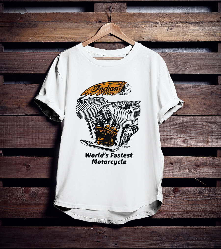 Indian World's Fastest Motorcycle Vintage Engine T-Shirt