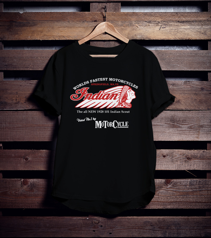 Worlds Fastest Motorcycles Indian Springfield MA US 1928 101 Indian Scout Voted No 1 By MotorCycle T-Shirt
