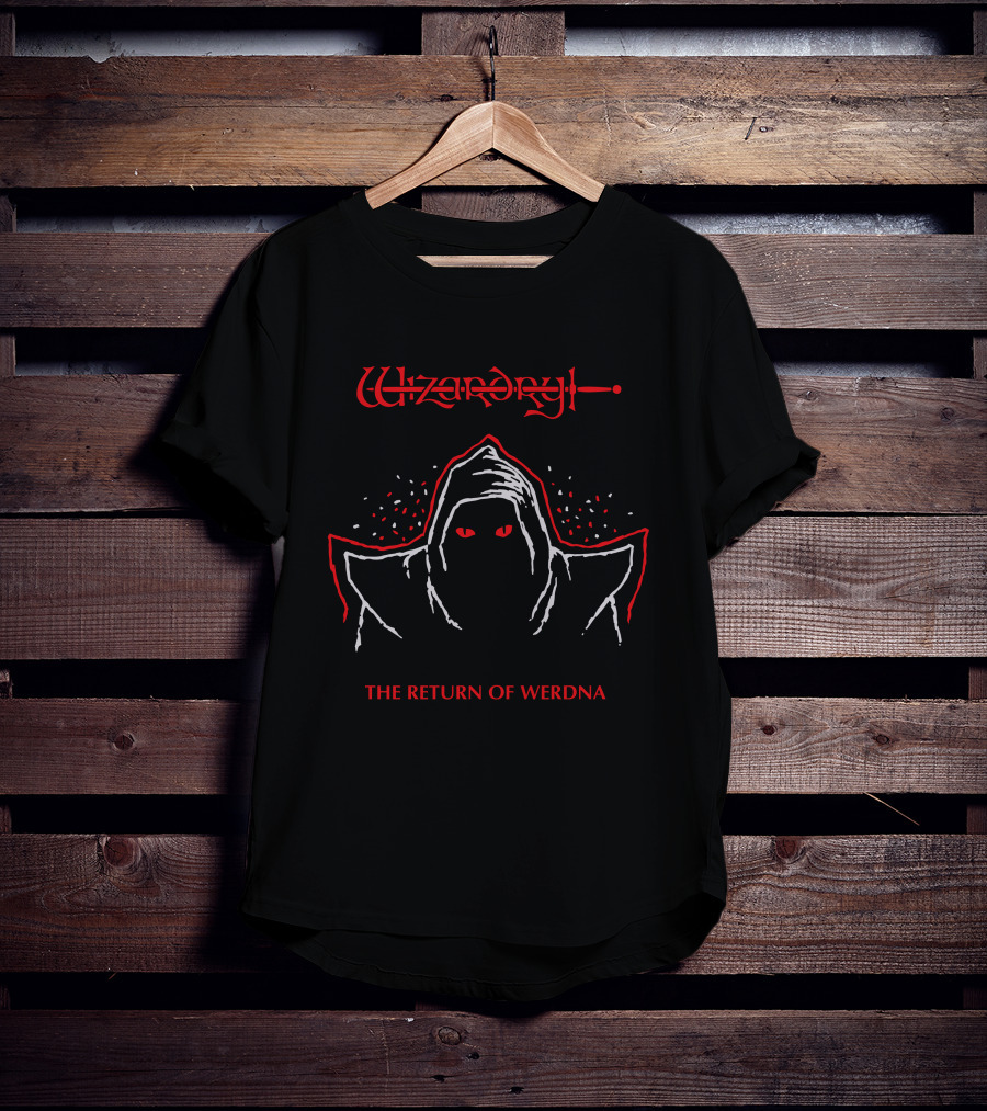 Wizardry The Return Of Werdna Mysterious Hooded Figure With Red Eyes T-Shirt