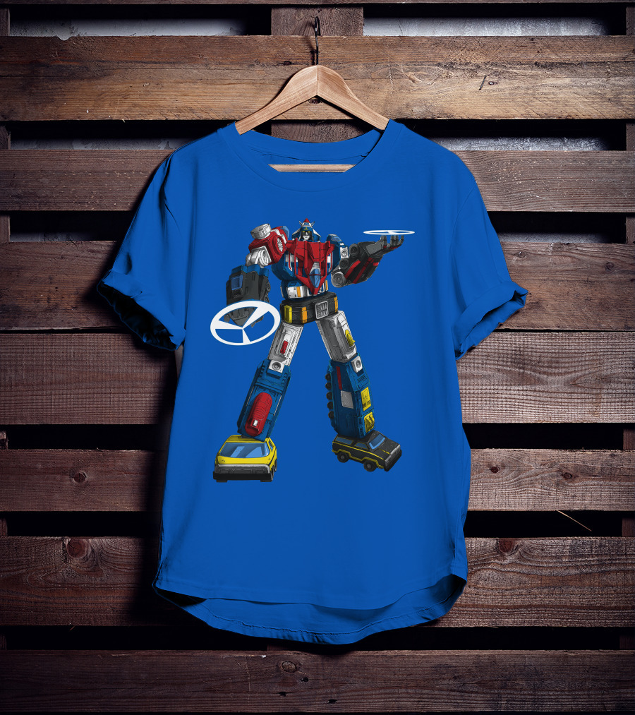 Voltron Vehicle Force Robot Giant Mecha With Cars And Helicopter Wheels T-Shirt