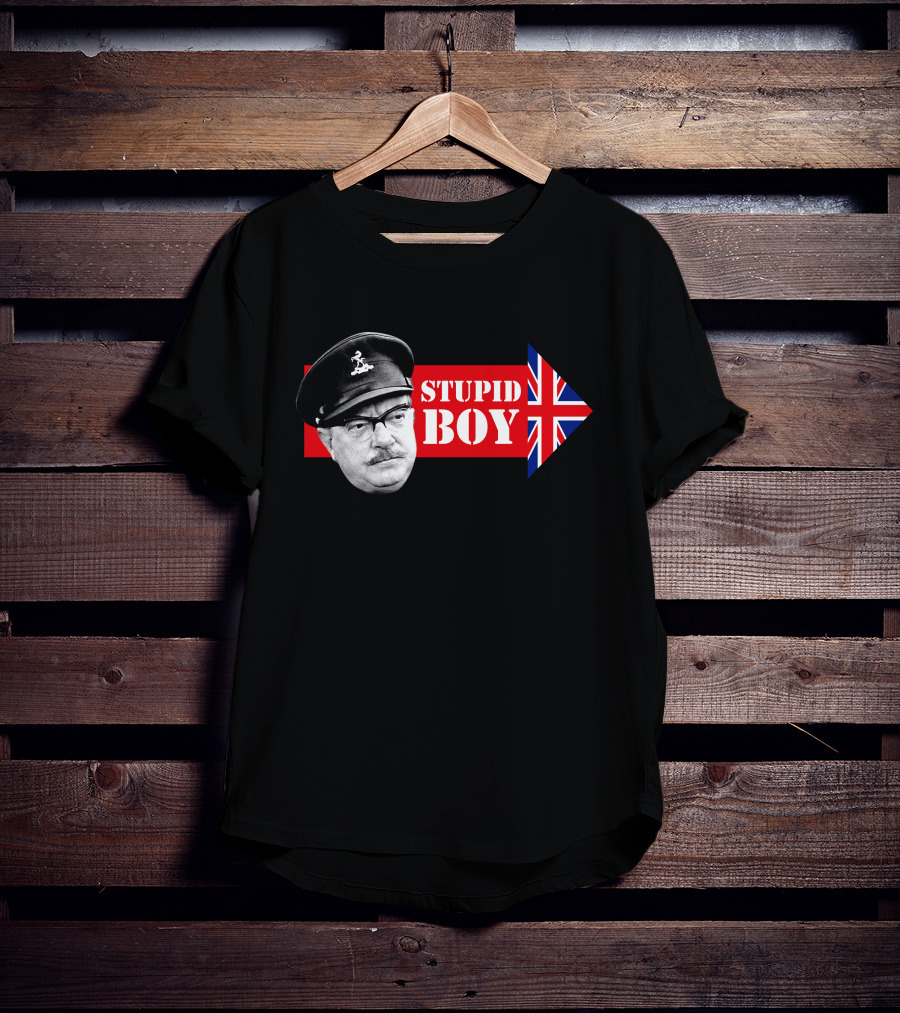 Dad's Army Stupid Boy British Flag Arrow T-Shirt