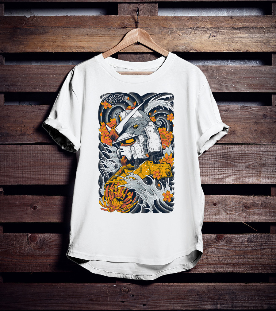 RX-78-2 Gundam Floral Waves T-Shirt