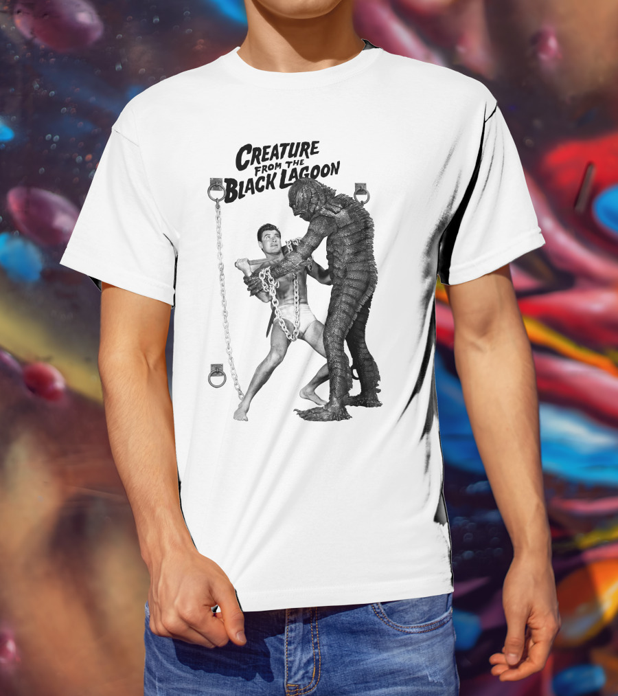 Creature From The Black Lagoon Chain Wrestling Scene T-Shirt