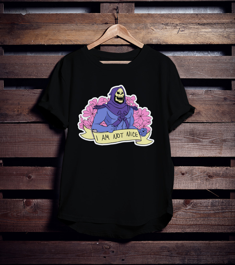 Skeletor I Am Not Nice Masters Of The Universe Floral Background T-Shirt