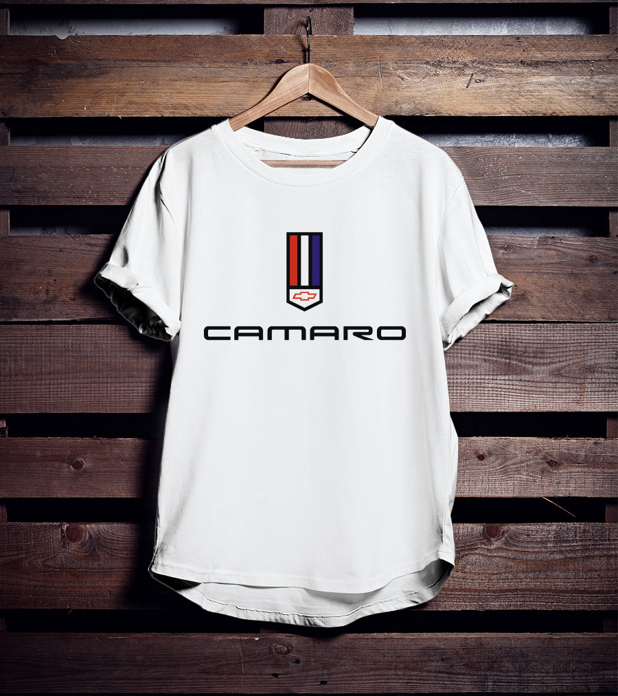 Chevrolet Camaro Logo Red White Blue Stripes Badge Emblem T-Shirt