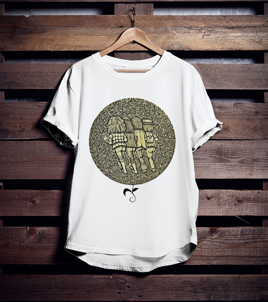 JRT Walking Friends In Floral Circle Vintage T-Shirt