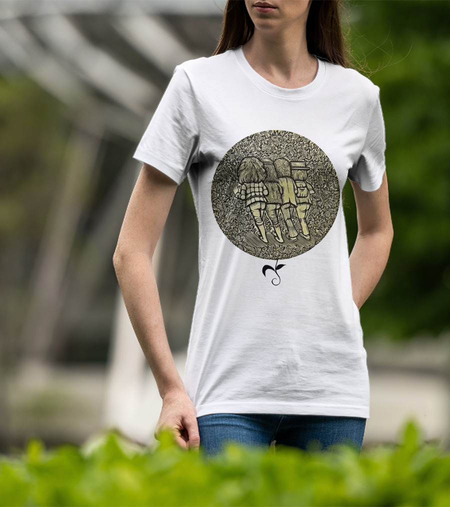 JRT Walking Friends In Floral Circle Vintage T-Shirt