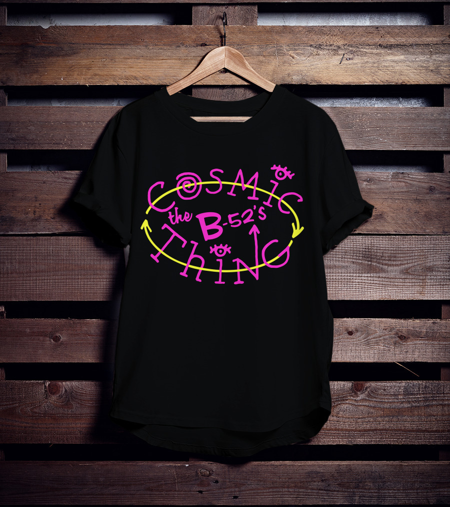 The B-52's Cosmic Thing Neon Pink And Yellow Arrows T-Shirt