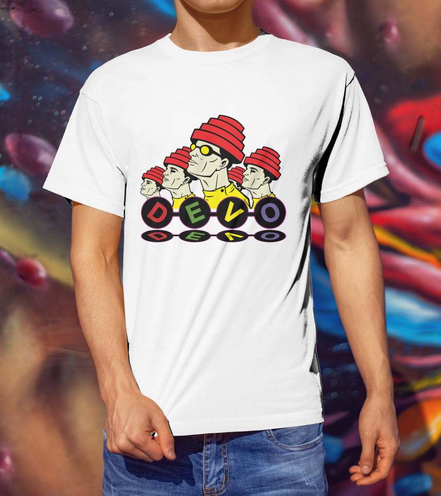 Devo Band Red Hats Yellow Shirts Sunglasses Iconic T-Shirt