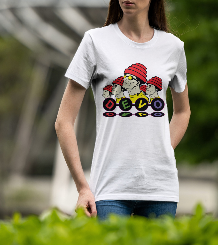 Devo Band Red Hats Yellow Shirts Sunglasses Iconic T-Shirt