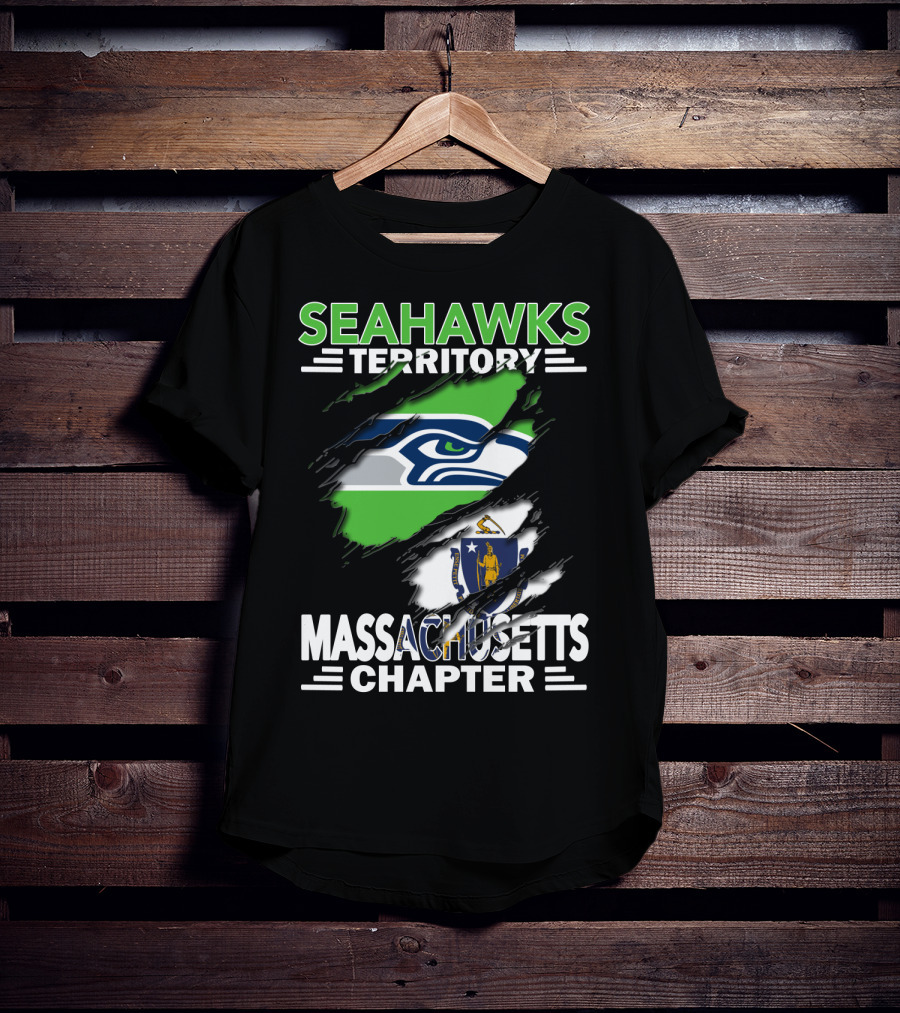 Seahawks Territory Massachusetts Chapter Seahawks Logo And Massachusetts Flag T-Shirt