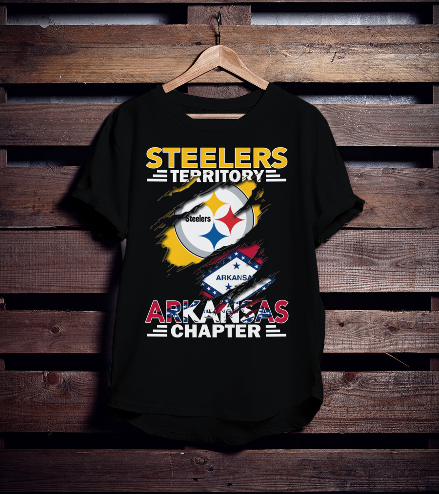Steelers Territory Arkansas Chapter Steelers Logo And Arkansas Flag T-Shirt