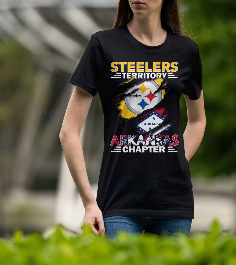 Steelers Territory Arkansas Chapter Steelers Logo And Arkansas Flag T-Shirt