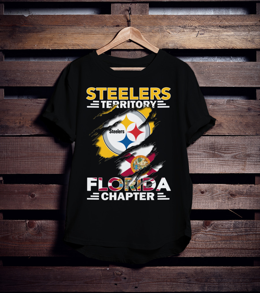 Steelers Territory Florida Chapter Steelers Logo State Flag T-Shirt