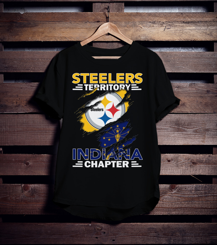 Steelers Territory Indiana Chapter Logo With Flag T-Shirt