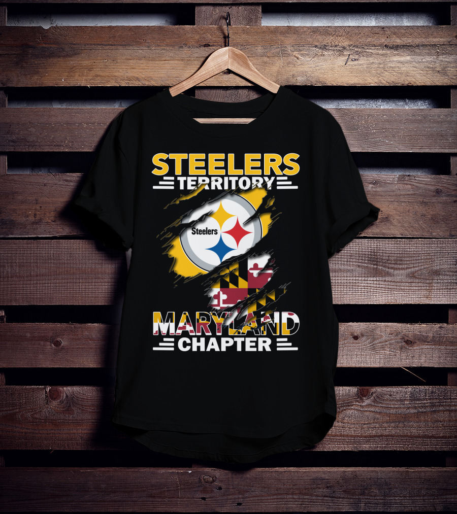 Steelers Territory Maryland Chapter Flag And Logo Mashup T-Shirt