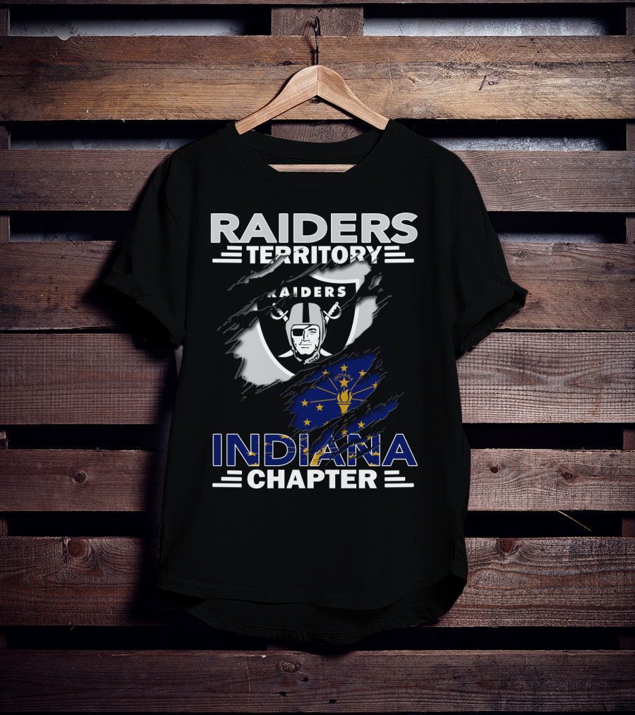Raiders Territory Indiana Chapter Nfl Team Logo Indiana Flag Integration T-Shirt