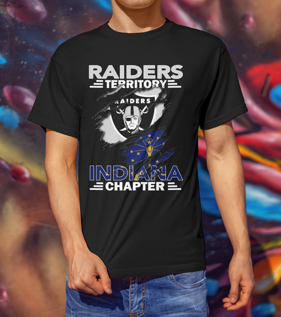 Raiders Territory Indiana Chapter Nfl Team Logo Indiana Flag Integration T-Shirt