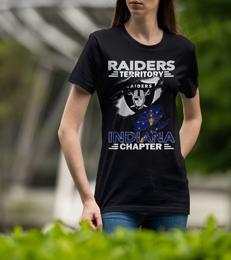 Raiders Territory Indiana Chapter Nfl Team Logo Indiana Flag Integration T-Shirt