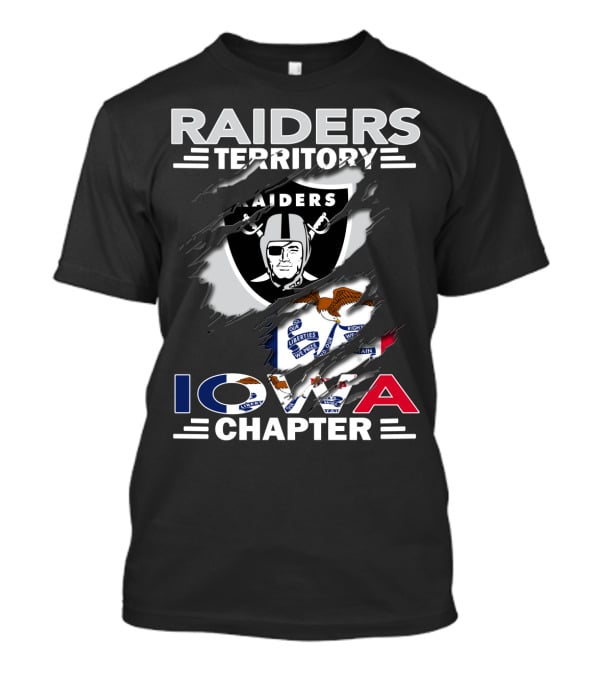 Raiders Territory Iowa Chapter Nfl Team Logo With State Flag Elements T-Shirt