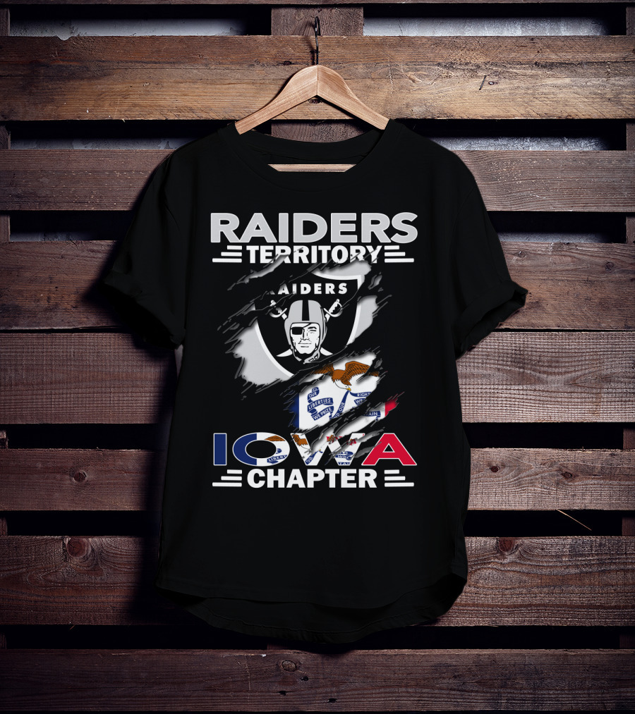 Raiders Territory Iowa Chapter Nfl Team Logo With State Flag Elements T-Shirt