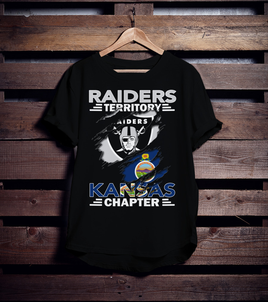 Raiders Territory Kansas Chapter Flag Logo Torn Effect T-Shirt