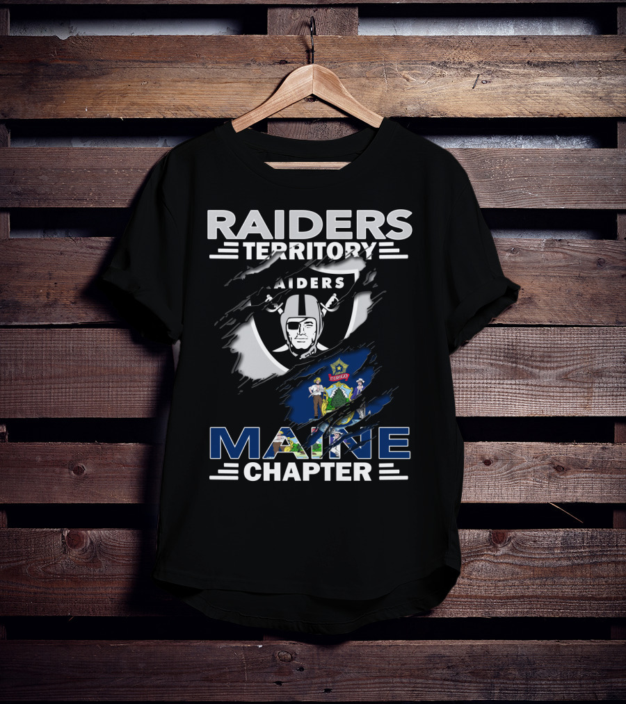 Raiders Territory Maine Chapter Emblem With State And Team Logos T-Shirt