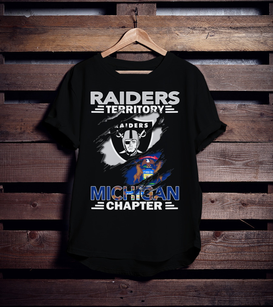 Raiders Territory Michigan Chapter Raiders Logo And Michigan Flag T-Shirt