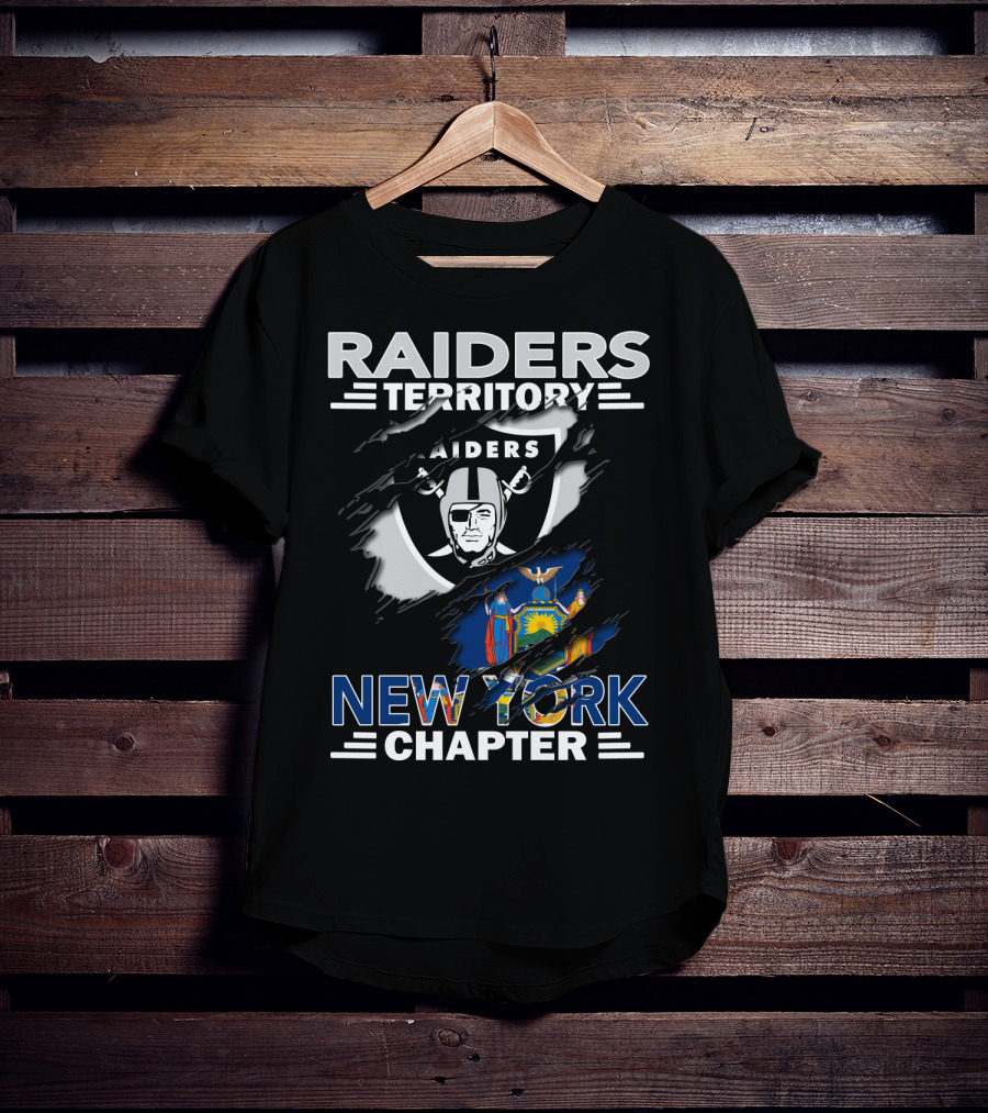 Raiders Territory New York Chapter Flag And Logo Fusion T-Shirt