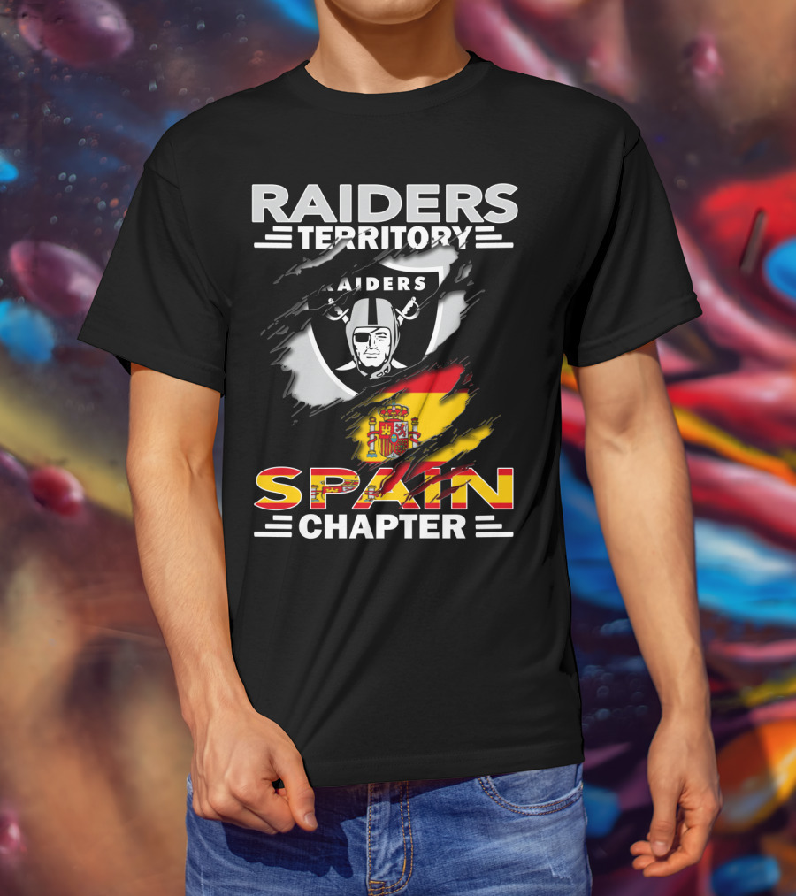 Raiders Territory Spain Chapter Nfl Flag T-Shirt