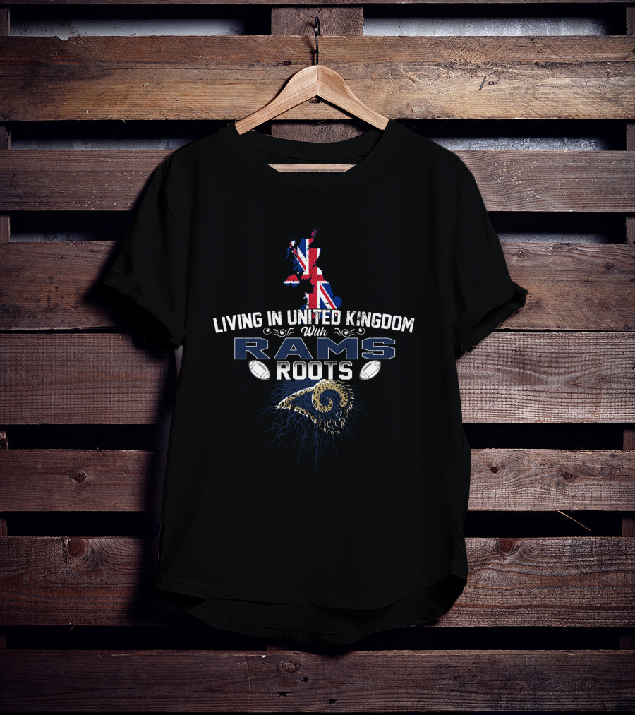 Living In United Kingdom With Rams Roots Union Jack Map Ram T-Shirt