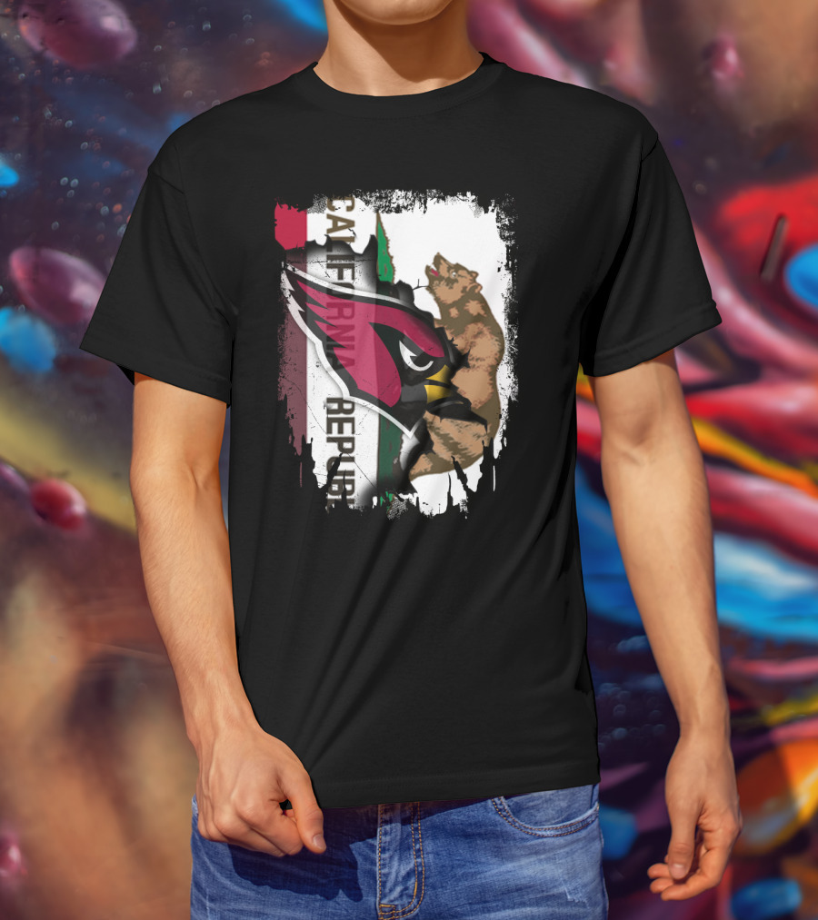 California Republic With Cardinals Logo And Bear T-Shirt