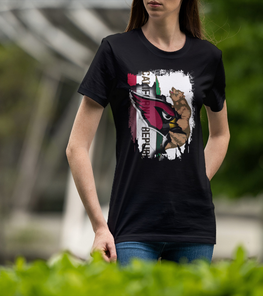 California Republic With Cardinals Logo And Bear T-Shirt
