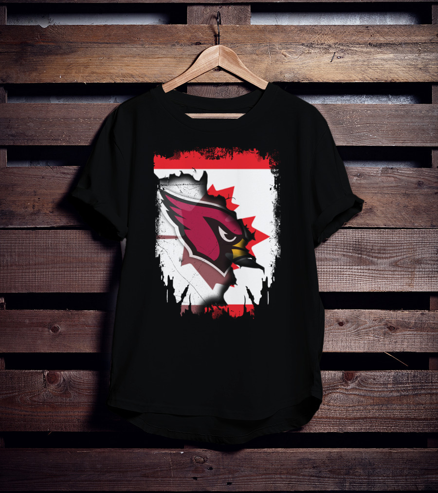 Canada Flag Background With Arizona Cardinals T-Shirt