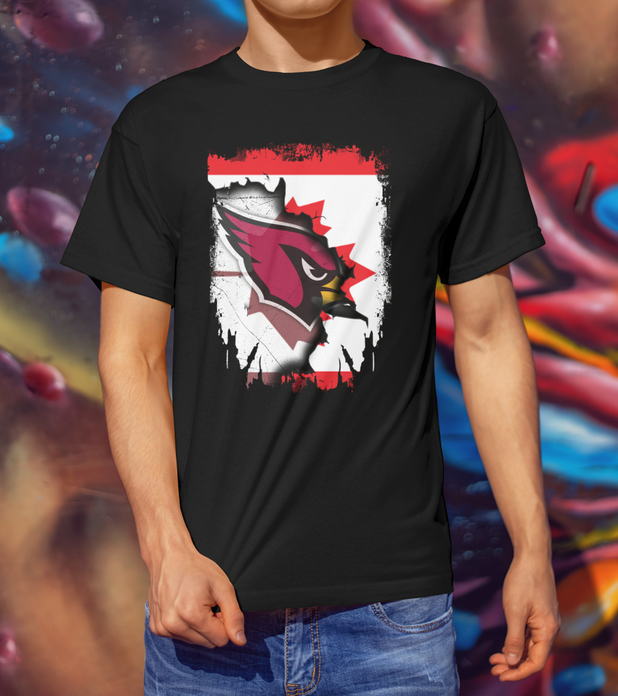 Canada Flag Background With Arizona Cardinals T-Shirt