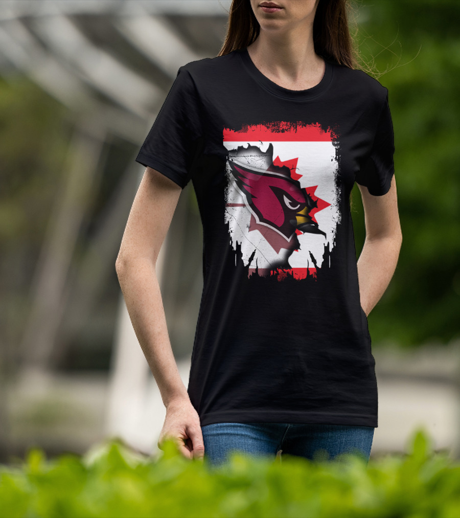 Canada Flag Background With Arizona Cardinals T-Shirt