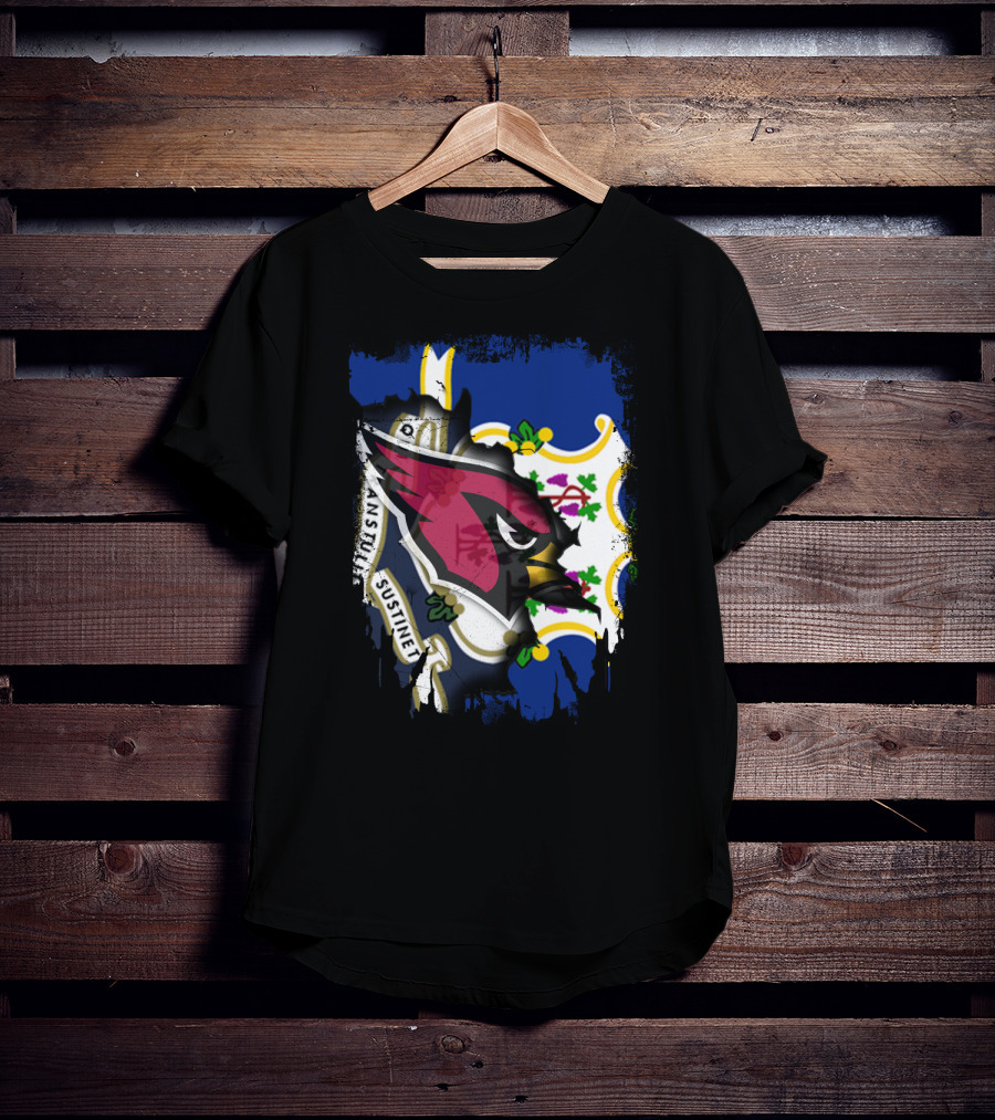Connecticut State Flag With Cardinals Logo E Pluribus Unum Together T-Shirt
