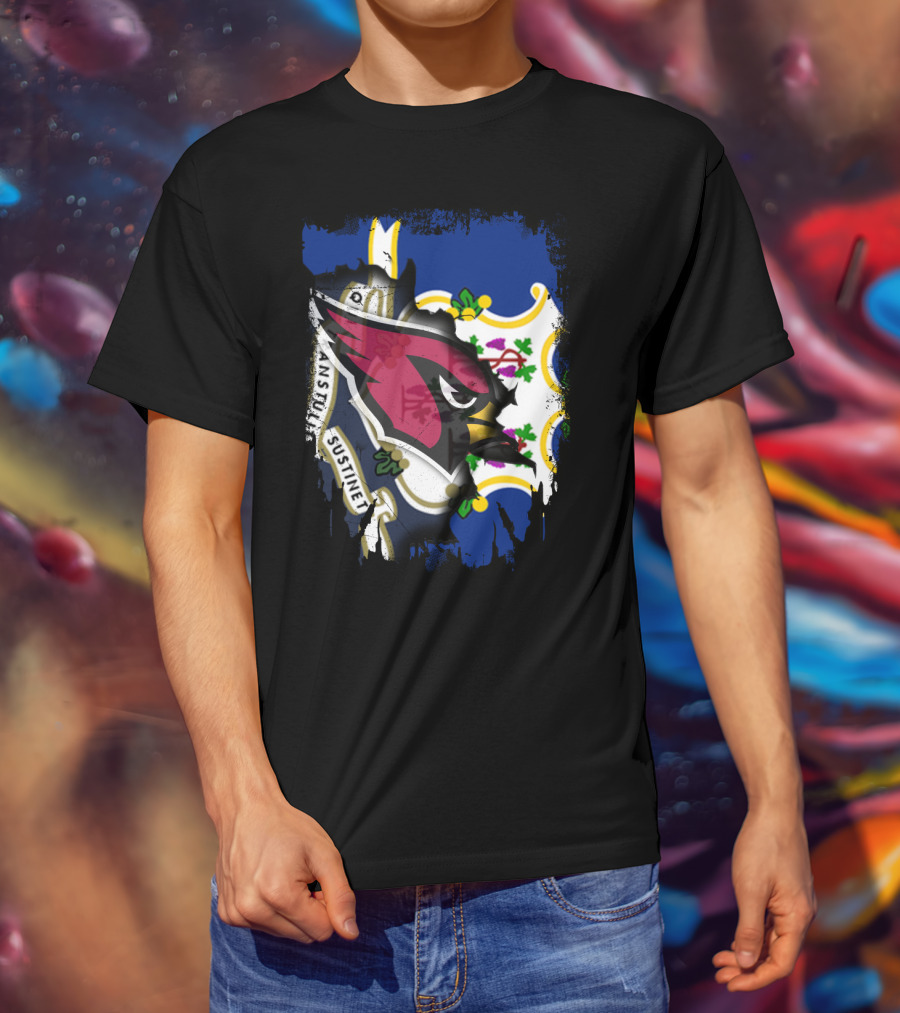 Connecticut State Flag With Cardinals Logo E Pluribus Unum Together T-Shirt