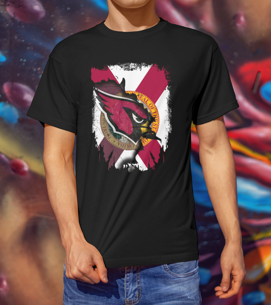 Florida State Flag With Cardinals Logo Fusion T-Shirt