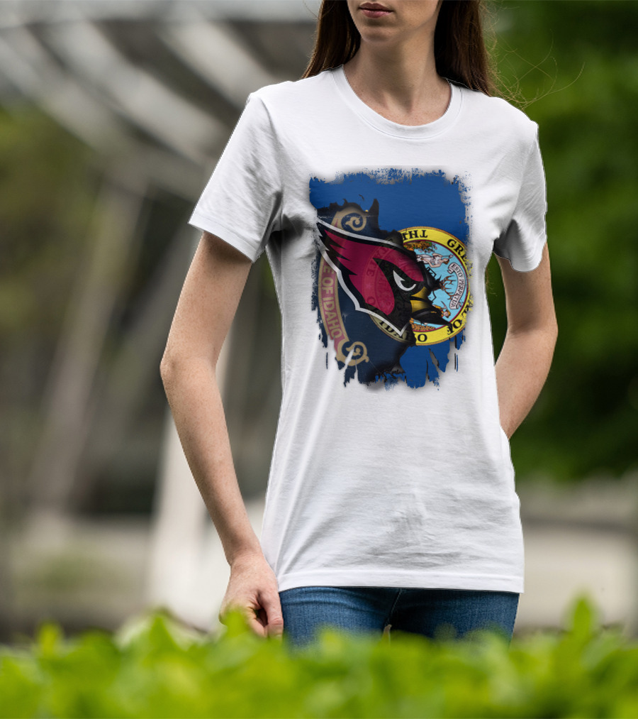 Idaho State Pride With Cardinals Football Emblem Fusion T-Shirt