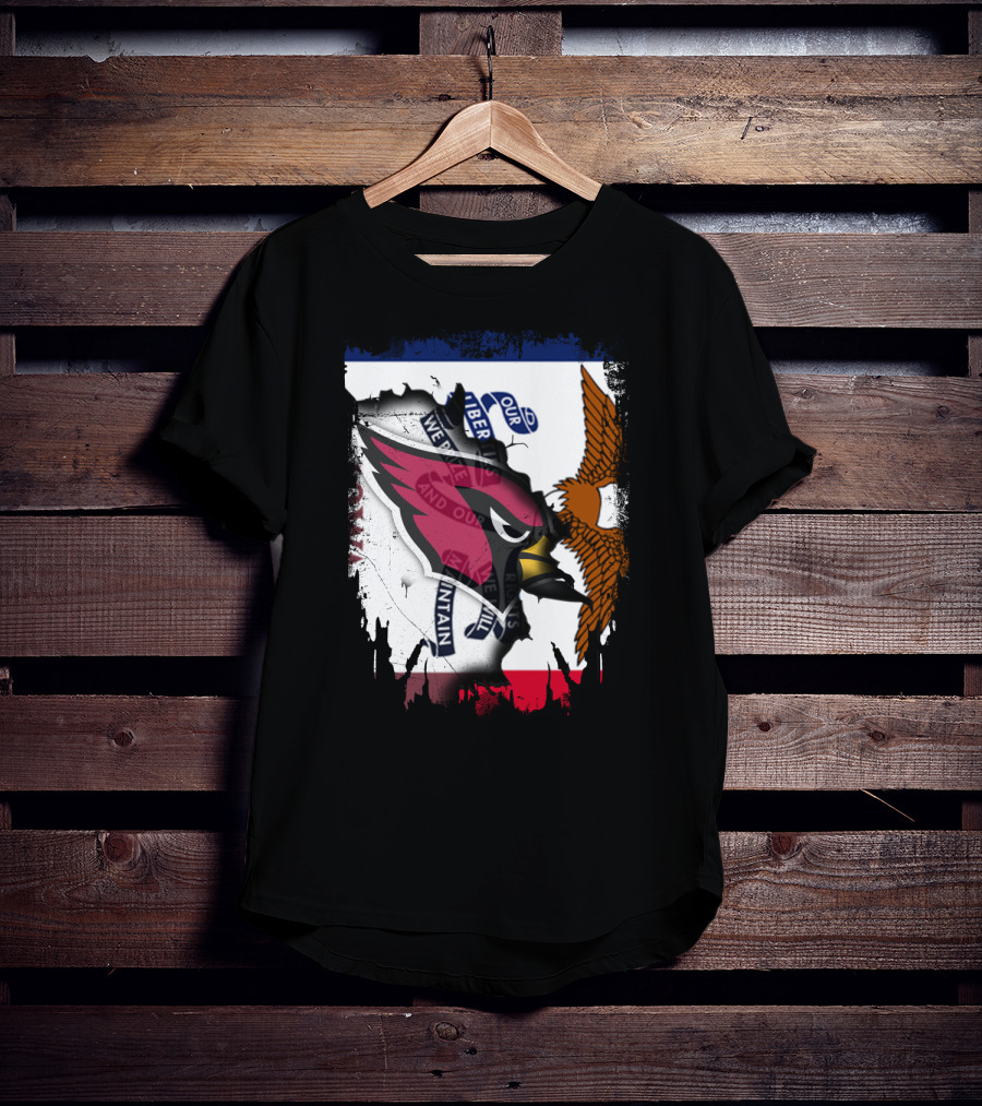 Together Iowa Flag And Cardinals With Eagle T-Shirt