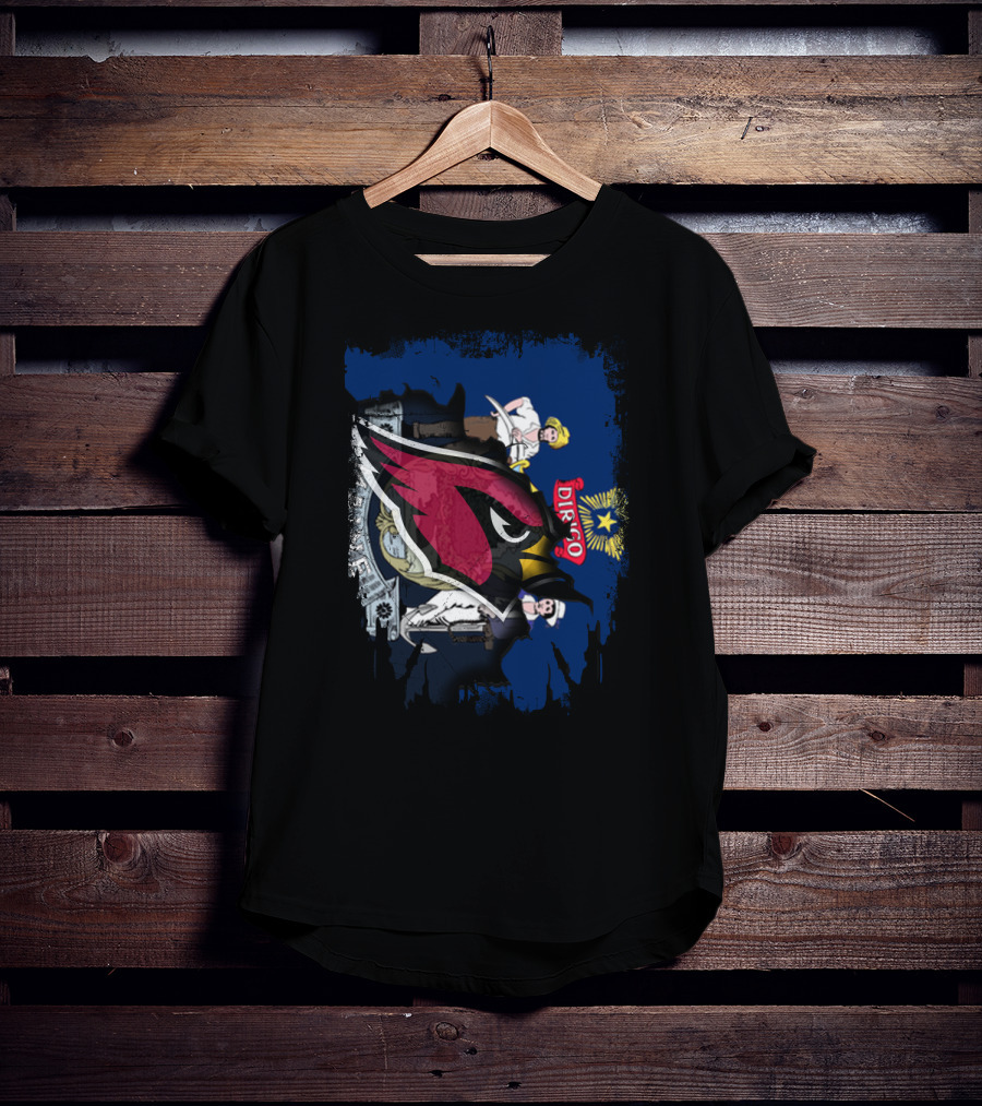 Maine State Flag With Cardinals NFL Team Logo Together T-Shirt