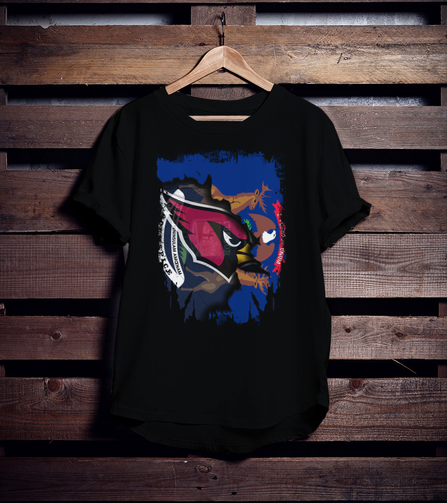 Together Michigan Cardinals Emblem With State Flag Fusion T-Shirt