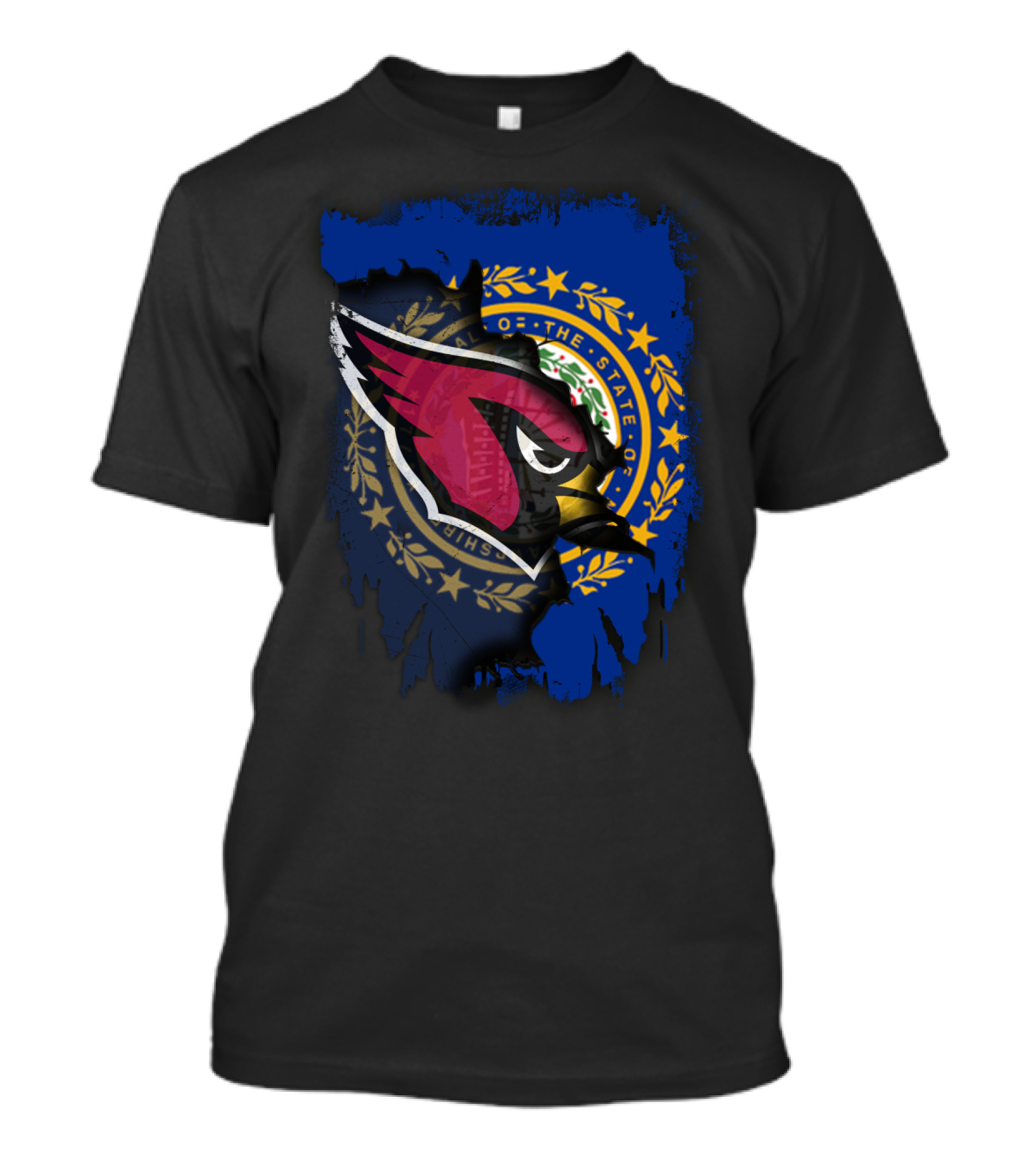 New Hampshire State Seal With Cardinals Logo Together T-Shirt