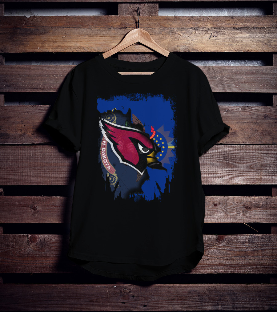 North Dakota Cardinals Mandala With State Flag Elements T-Shirt
