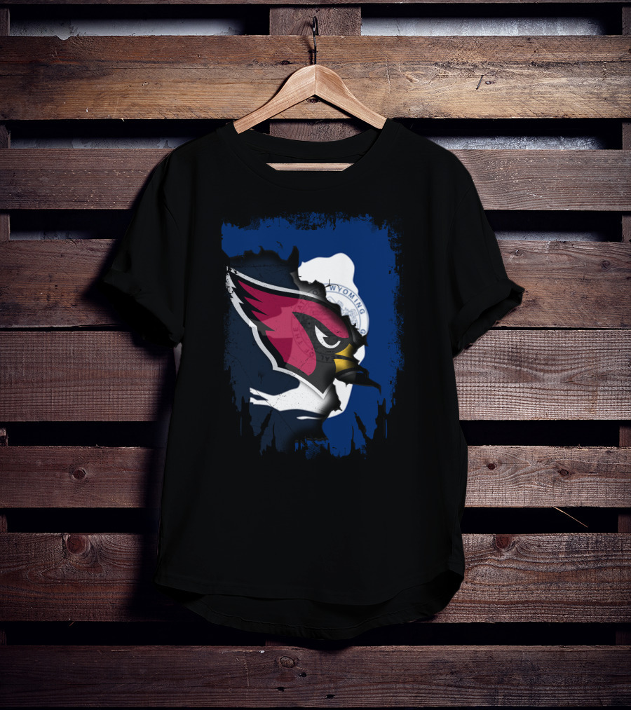 Wyoming State With Cardinals Logo Fusion T-Shirt