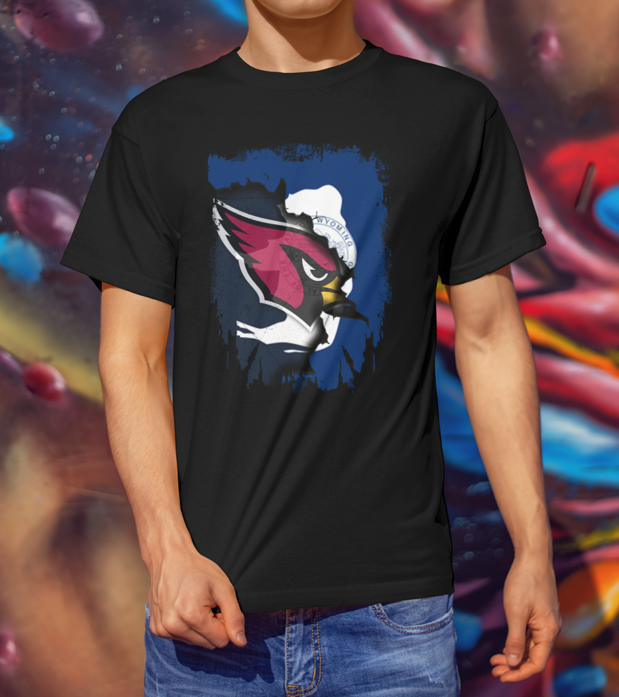 Wyoming State With Cardinals Logo Fusion T-Shirt